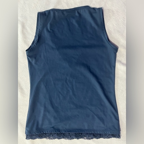 New York & Company Blue Sleeveless Fitted Camisole Tank Top Lace Detail XS - Picture 9 of 10
